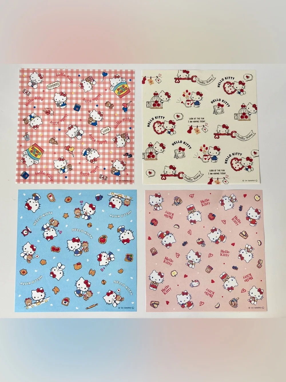 Hello Kitty Kawaii Hearts Bows Decorative Origami Paper Set of 4 Designs NWT